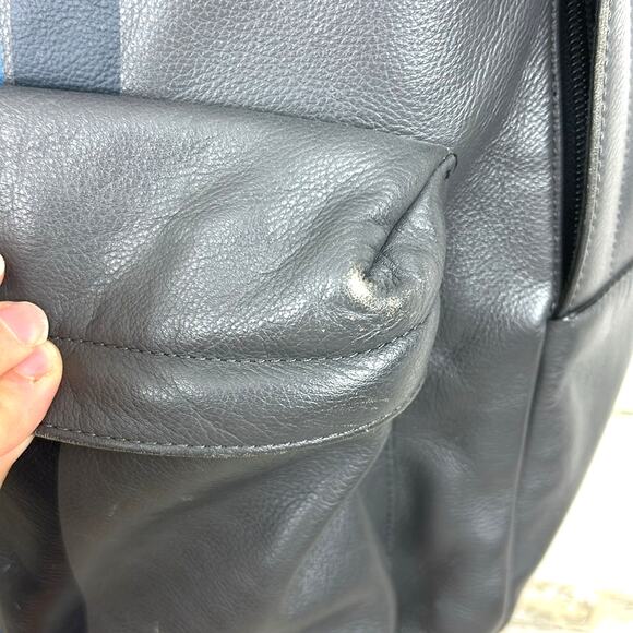 Coach Charles Gray Blue Striped Leather Backpack Men’s Designer Bag - Picture 3 of 10